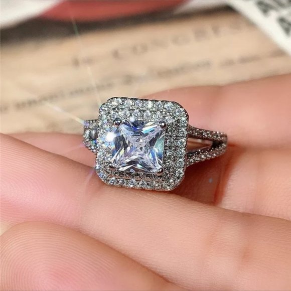 New Princess Luxury 925 Silver Diamond Ring - Picture 3 of 4
